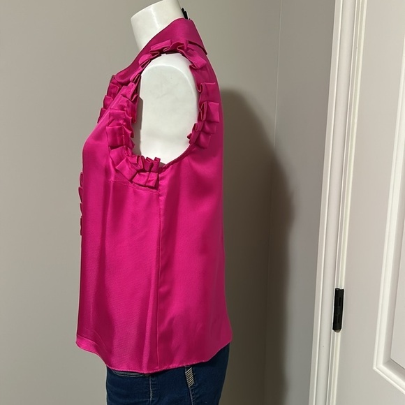 Marc by Marc Jacobs Blouse SILK Sleeveless Top Pleated Accents Pink Sz S - Picture 4 of 10